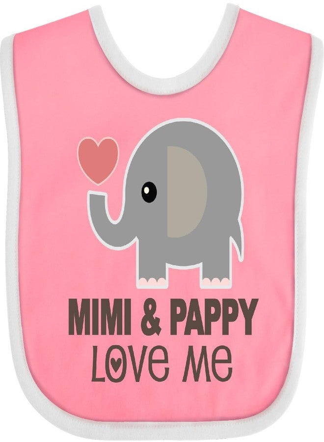 inktastic Mimi and Pappy Love Me Elephant Baby Bib Pink and White 389bc - Image 1