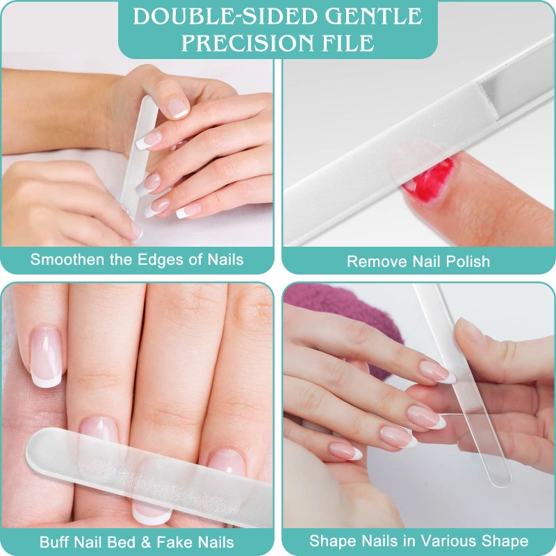DRMODE Glass Nail File Buffer with Case - 5PCS Nail Buffer and Nail Shiner Kit Glass Cuticle Pusher Nail Care for Men Women Nail Files for Natural Acrylic Nails Fingernail Files Manicure Tool - Image 3