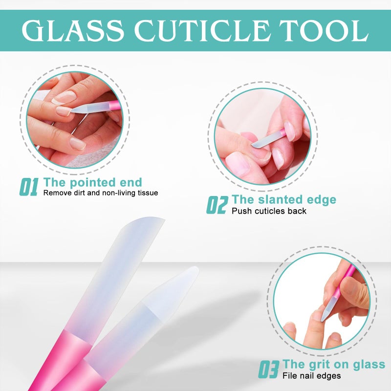 DRMODE Glass Nail File Buffer with Case - 5PCS Nail Buffer and Nail Shiner Kit Glass Cuticle Pusher Nail Care for Men Women Nail Files for Natural Acrylic Nails Fingernail Files Manicure Tool - Image 4