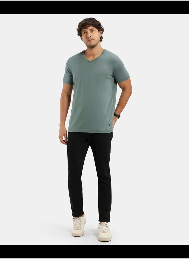 JOCKEY - Jockey 2726 Men's Super Combed Cotton Rich Solid V Neck Half Sleeve T-Shirt - Image 1