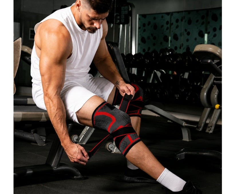 HASTE Compression Knitted Sports Knee Brace for Men & Women – Knee Support Sleeve for Running, Gym, Weightlifting & Joint Stability – Size M – Red - Image 3