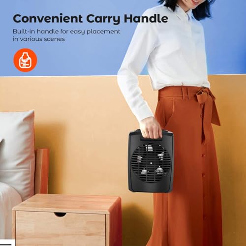 andily Space Heater Electric Heater for Home and Office Ceramic Small Heater with Thermostat, 750W/1500W (Classics black) - Image 5