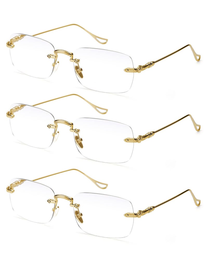TERAISE 3Packs Frameless Metal Reading Glasses for Men/Women Blue Light Blocking -Rimless Fashion Comfortable Computer Eyeglasses - Image 1