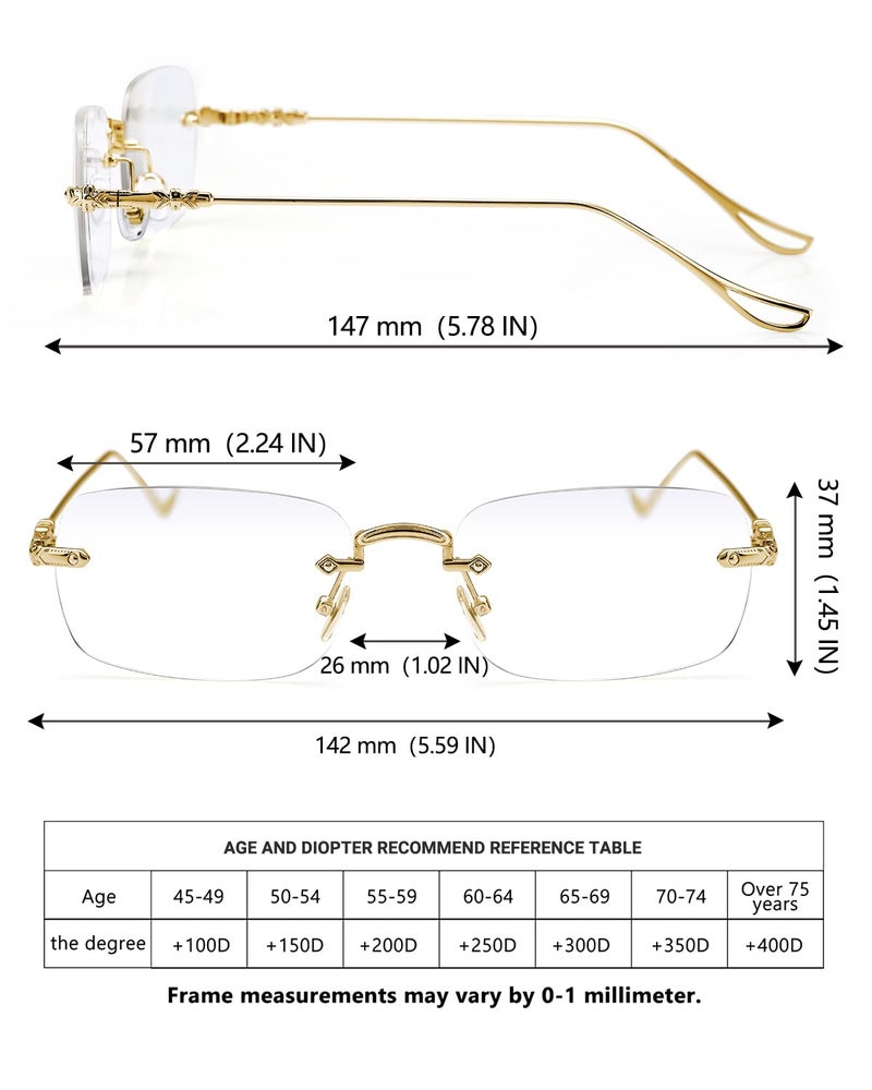 TERAISE 3Packs Frameless Metal Reading Glasses for Men/Women Blue Light Blocking -Rimless Fashion Comfortable Computer Eyeglasses - Image 4
