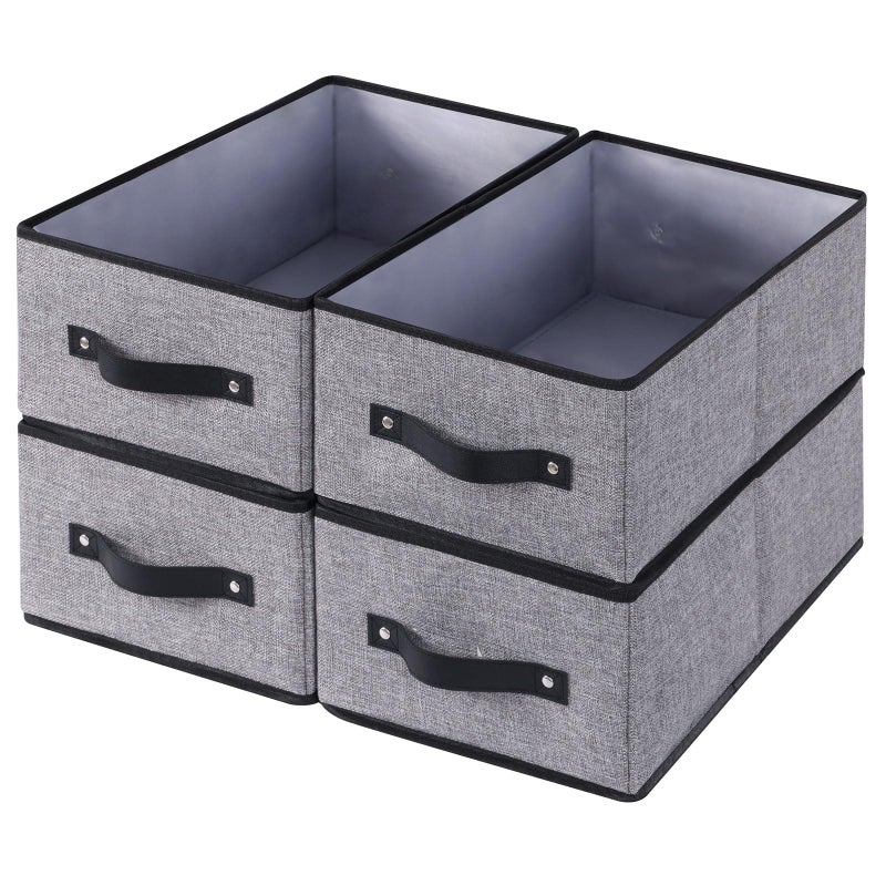 YheenLf Clothing Storage Cubes Organizer Bins with Double Handles Foldable Fabric Baskets Containers Clothes Boxes for Organizing Shelves Gray 332314 cm 4Pack