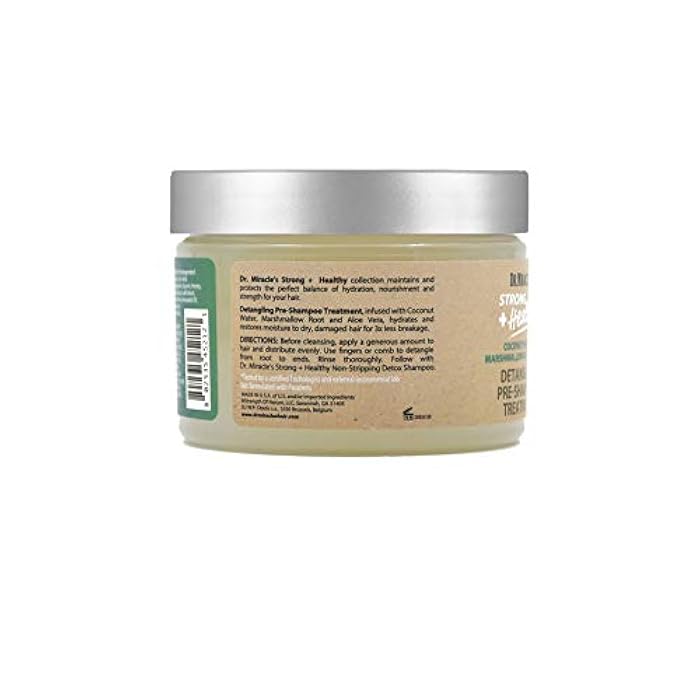 Dr. Miracle's Strong & Healthy Detangling Pre-Shampoo Treatment. Infused with Coconut Water, Marshmallow Root and Aloe Vera, Hydrates and Restores Moisture to Dry Damaged Hair 12 oz - Image 3