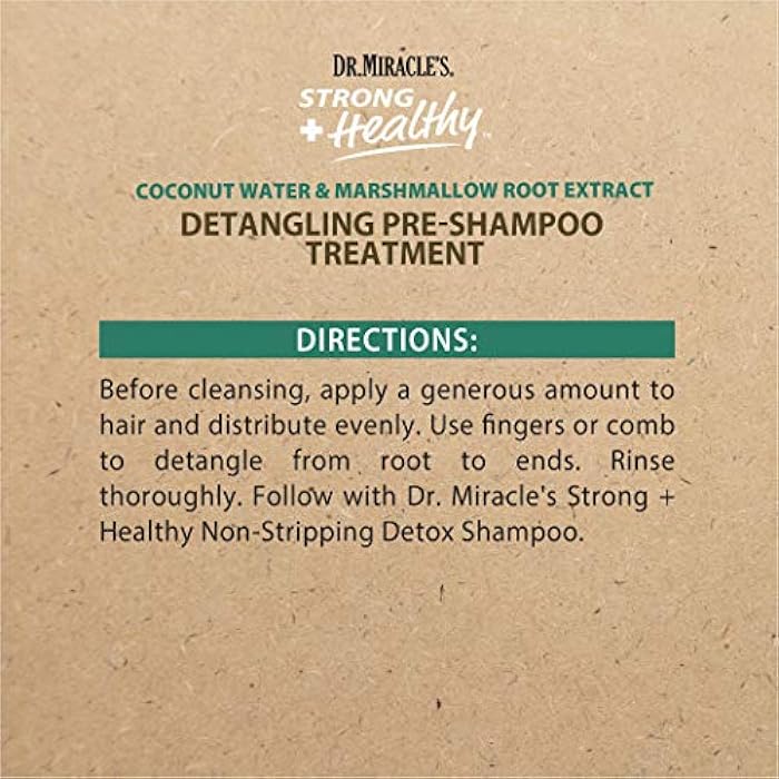 Dr. Miracle's Strong & Healthy Detangling Pre-Shampoo Treatment. Infused with Coconut Water, Marshmallow Root and Aloe Vera, Hydrates and Restores Moisture to Dry Damaged Hair 12 oz - Image 4