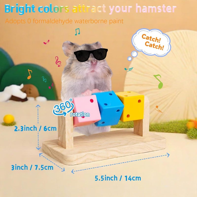 SWIUKPHE Hamster Wood Ledge Chew Toys, 3 Pack Colorful Block Platform for Cage, Small Animal Accessories for Chinchilla Gerbil Sugar Glider, Natural Bite and Play - Image 2