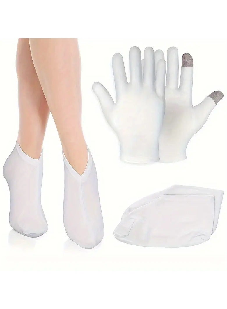 Ucanbe Soft and Comfortable Two-Finger Touchscreen Gloves, Cotton Wrist-Cuff Moisturizing Gloves, Foot and Sock Care Beauty Gloves  - Image 1