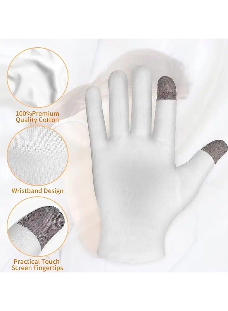 Ucanbe Soft and Comfortable Two-Finger Touchscreen Gloves, Cotton Wrist-Cuff Moisturizing Gloves, Foot and Sock Care Beauty Gloves  - Image 2