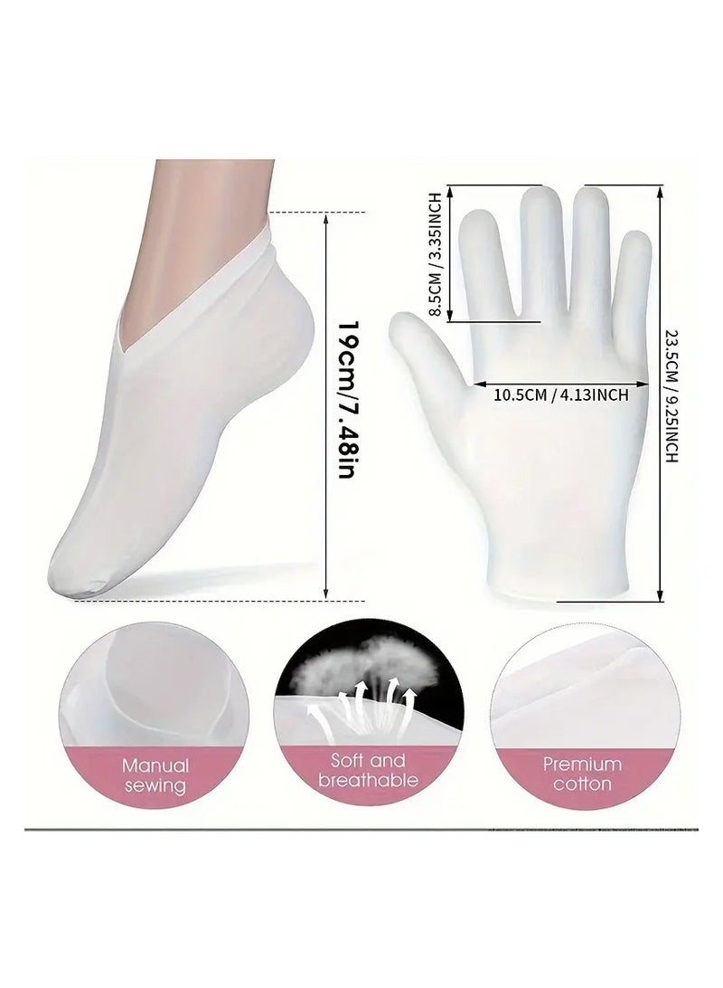 Ucanbe Soft and Comfortable Two-Finger Touchscreen Gloves, Cotton Wrist-Cuff Moisturizing Gloves, Foot and Sock Care Beauty Gloves  - Image 4