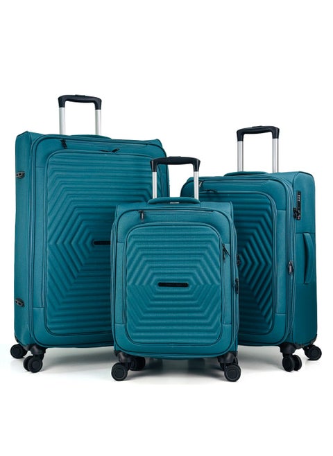 Luggage Bag 3-Piece Set – Softside Expandable, Ultra-Lightweight, Waterproof & Durable Suitcase with TSA Lock, 360° Double Spinner Wheels, Anti-Theft Zipper & Multi-Pocket Design – 20" / 24" / 28" – Peacock Blue