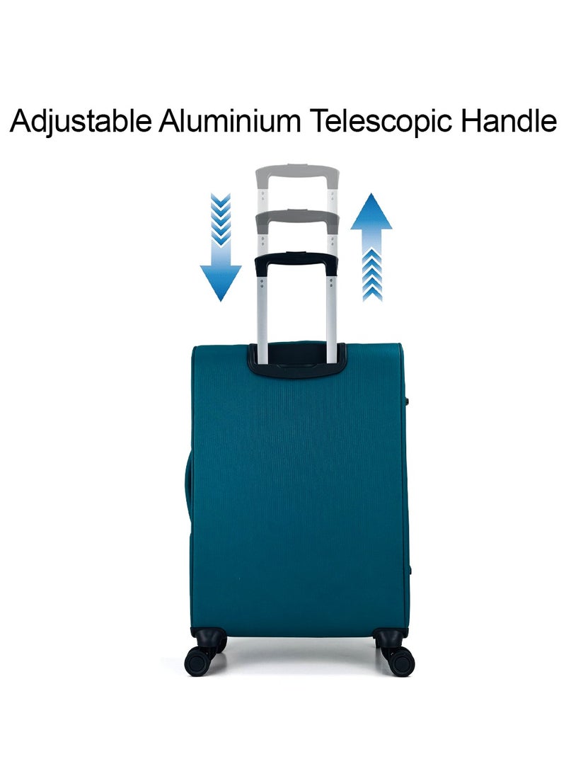 SAW & SEE - Luggage Bag 3-Piece Set – Softside Expandable, Ultra-Lightweight, Waterproof & Durable Suitcase with TSA Lock, 360° Double Spinner Wheels, Anti-Theft Zipper & Multi-Pocket Design – 20" / 24" / 28" – Peacock Blue - Image 1