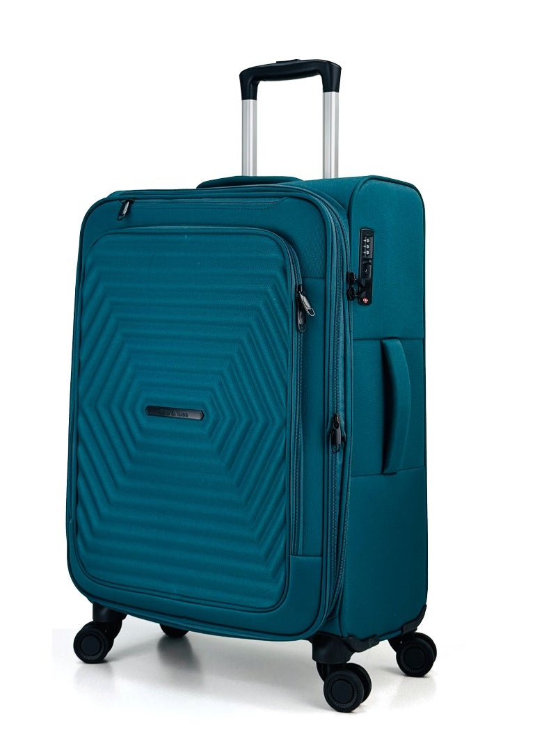 SAW & SEE - Luggage Bag 3-Piece Set – Softside Expandable, Ultra-Lightweight, Waterproof & Durable Suitcase with TSA Lock, 360° Double Spinner Wheels, Anti-Theft Zipper & Multi-Pocket Design – 20" / 24" / 28" – Peacock Blue - Image 1
