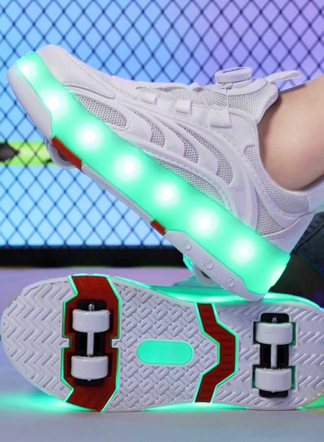 Loquat Unisex Kids Roller Skates Shoes USB Charging, Girls Boys LED Roller Skate Shoes with Double Wheels Retractable Technical Skateboarding - Image 1