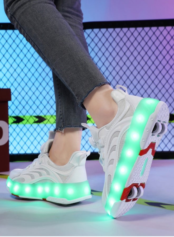 Loquat Unisex Kids Roller Skates Shoes USB Charging, Girls Boys LED Roller Skate Shoes with Double Wheels Retractable Technical Skateboarding - Image 4