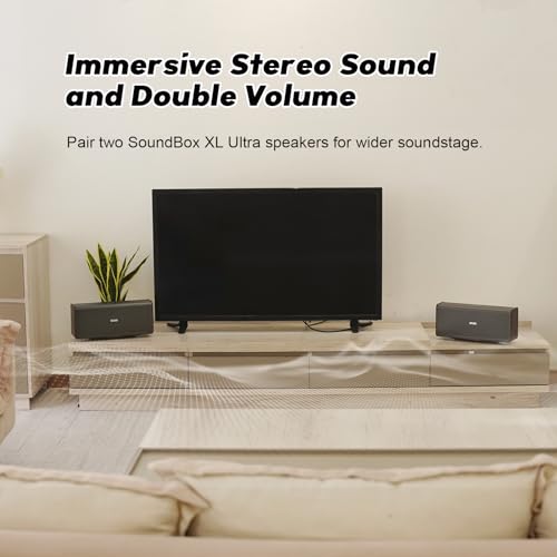 Doss مكبر صوت بلوتوث DOSS SoundBox Ultra مع صوت 2.1 قناة، 80 واط صوت ممتاز مع باس عميق، 18 ساعة وقت تشغيل، تصميم أنيق - فيل أبيض علوي، هدية عيد الميلاد و عيد ميلاد للرجال والنساء والآباء - ذهبي - Image 5