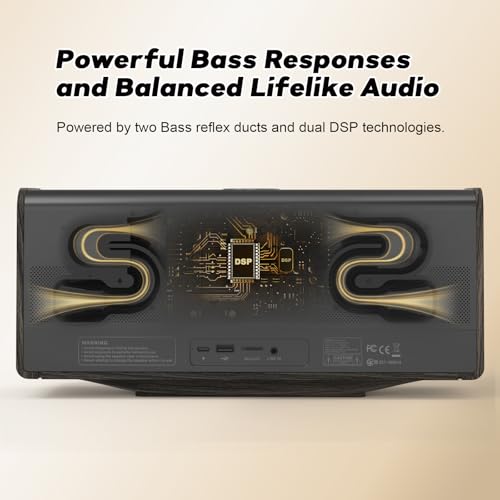 Doss مكبر صوت بلوتوث DOSS SoundBox Ultra مع صوت 2.1 قناة، 80 واط صوت ممتاز مع باس عميق، 18 ساعة وقت تشغيل، تصميم أنيق - فيل أبيض علوي، هدية عيد الميلاد و عيد ميلاد للرجال والنساء والآباء - ذهبي - Image 3