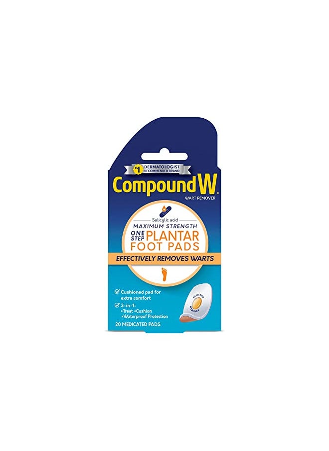 Compound W Compound W Maximum Strength One Step Plantar Wart Remover Foot Pads, 20 Count  - Image 1