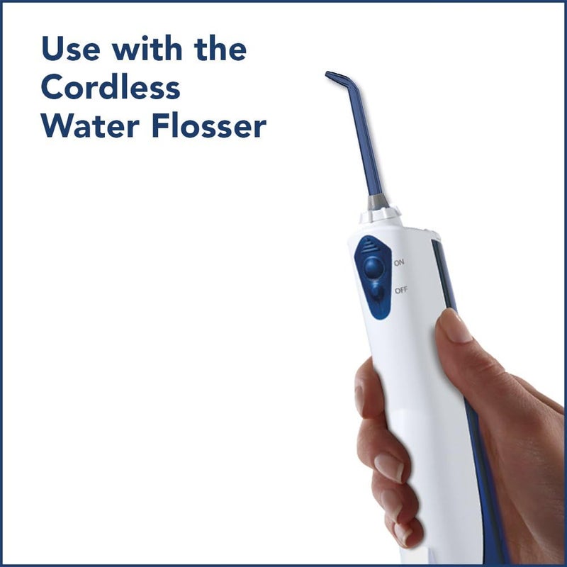 Waterpik Genuine Precision Low-Flow Tips Replacement for the WP-360 Cordless Handheld Water Flosser (Formerly Classic Jet) Refill Heads Nozzles JT-360E, 2 Count, Blue - Image 4