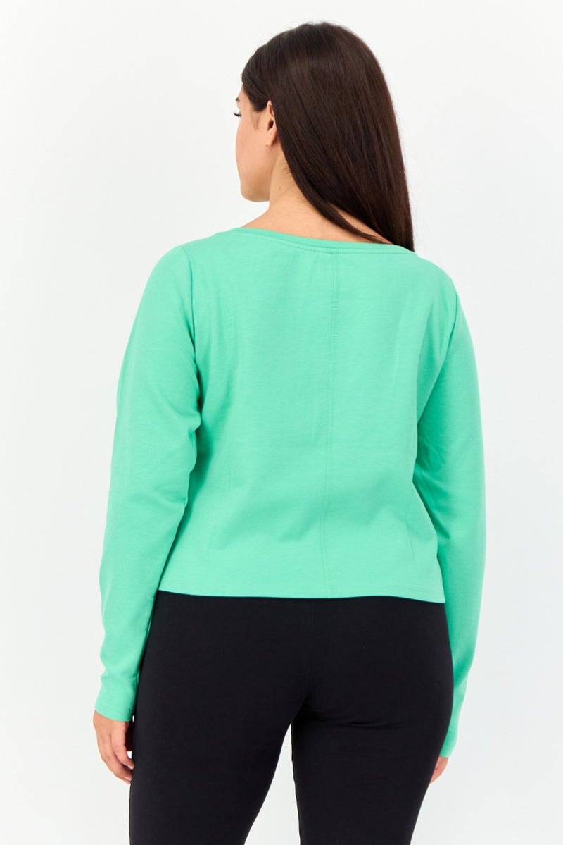 Nike Women Slim Fit Embroidered Logo Long Sleeves Outdoor Top, Green - Image 2