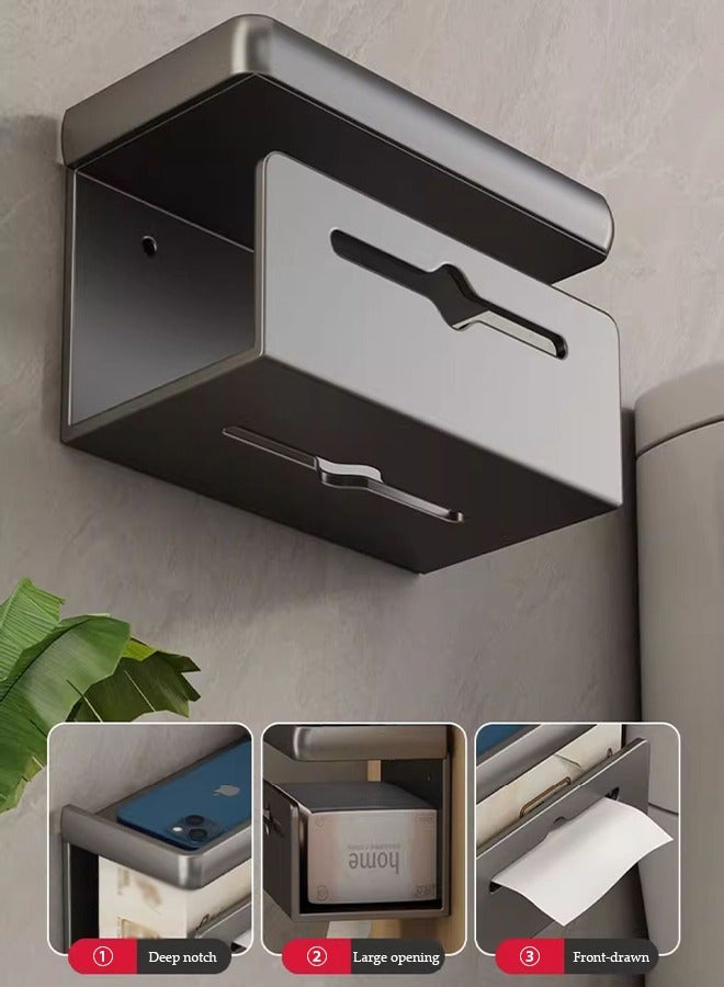 DUNISO Toilet paper holder, double-layer bathroom storage rack, multifunctional tissue holder, self adhesive  storage rack, double-sided hollow out, anti-corrosion and rust proof, suitable for kitchen, living room, bathroom, bedroom - Image 3