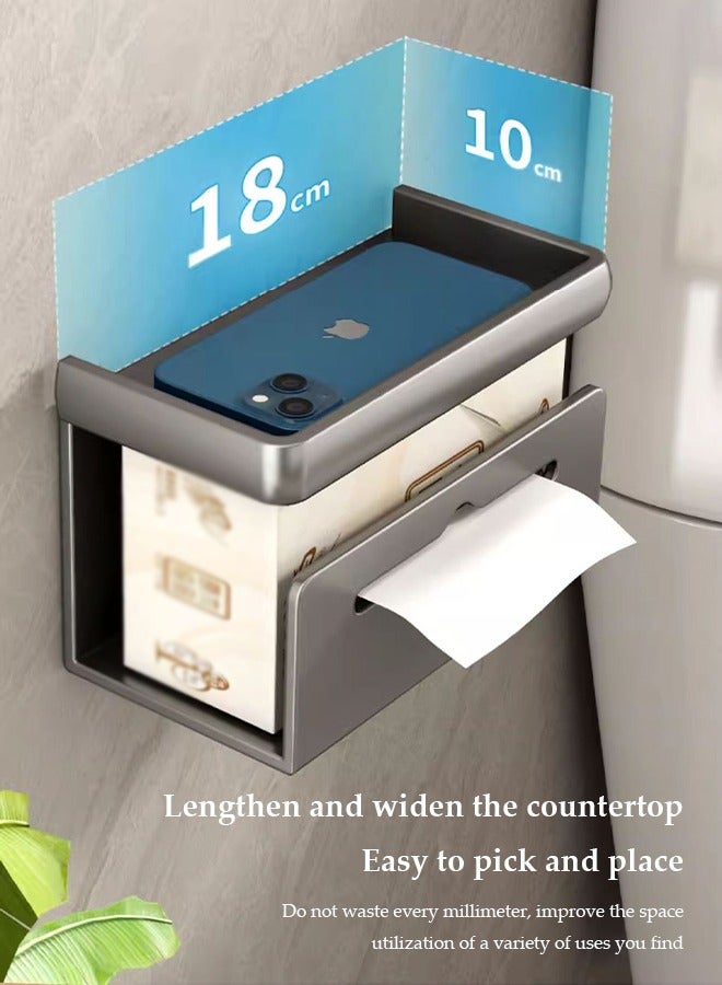 DUNISO Toilet paper holder, double-layer bathroom storage rack, multifunctional tissue holder, self adhesive  storage rack, double-sided hollow out, anti-corrosion and rust proof, suitable for kitchen, living room, bathroom, bedroom - Image 4