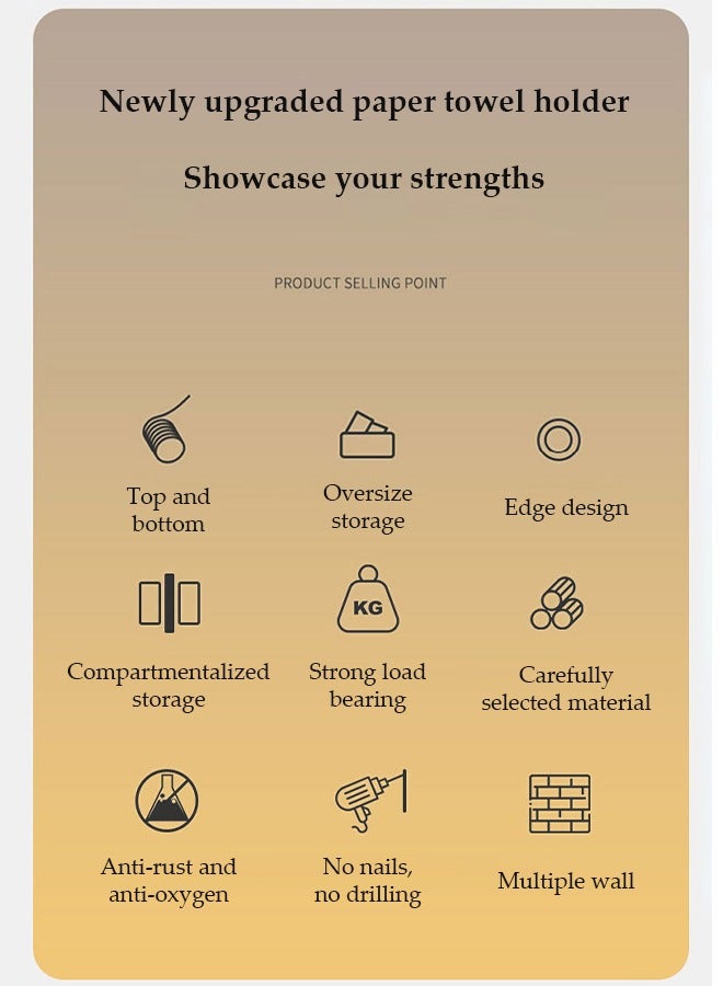 DUNISO Toilet paper holder, double-layer bathroom storage rack, multifunctional tissue holder, self adhesive  storage rack, double-sided hollow out, anti-corrosion and rust proof, suitable for kitchen, living room, bathroom, bedroom - Image 2