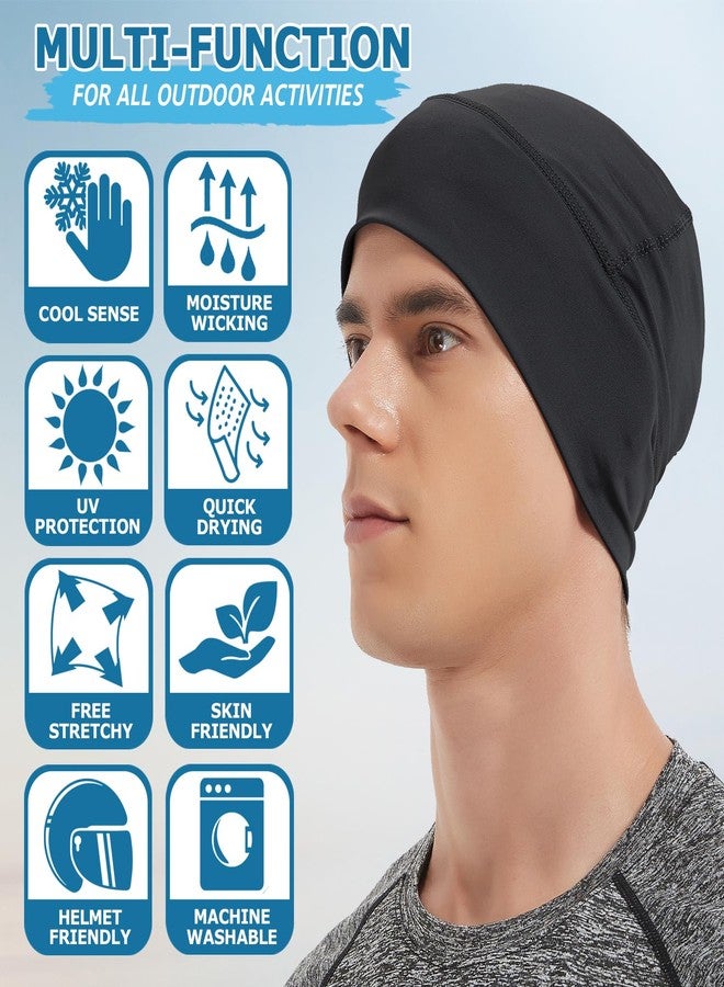 Headshion Cooling Skull Caps for Men Women,2-Pack Lightweight Beanie Helmet Liner (L,Black) - Image 4