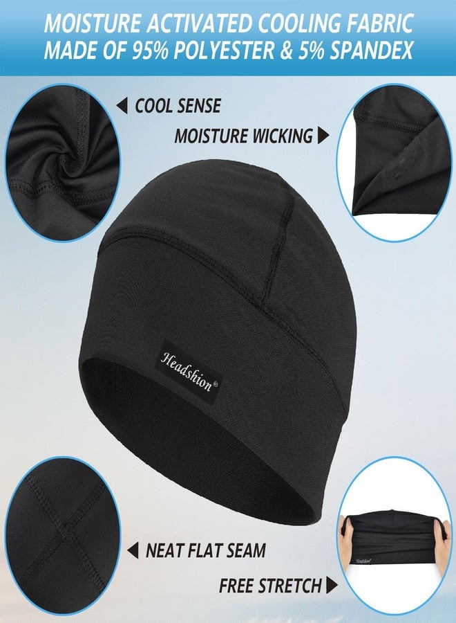 Headshion Cooling Skull Caps for Men Women,2-Pack Lightweight Beanie Helmet Liner (L,Black) - Image 2
