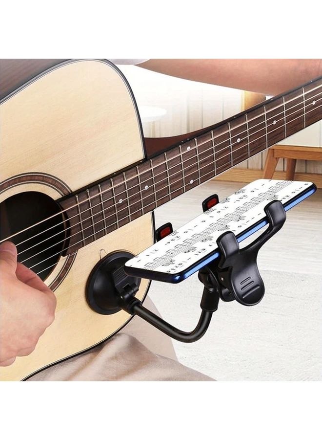 Black 360 Rotating Guitar Phone Holder With Strong Suction Cup Base For Live Performance Video Practice - Image 2