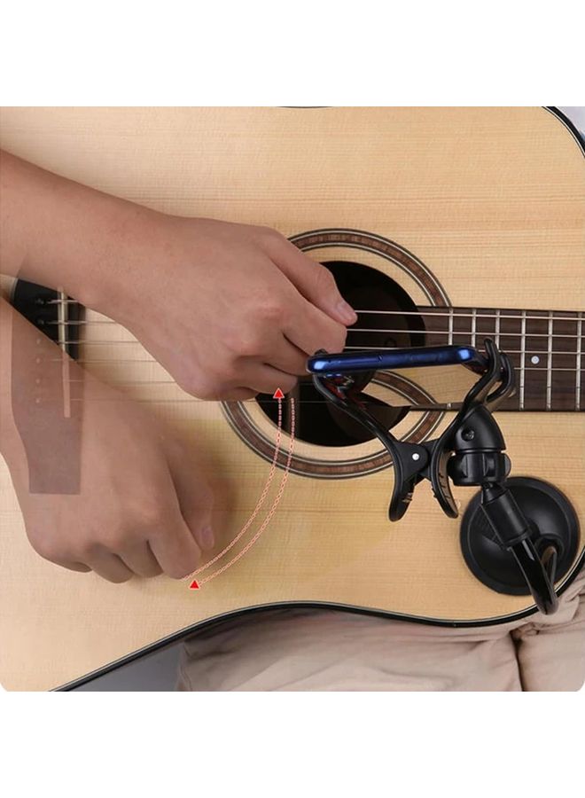 Black 360 Rotating Guitar Phone Holder With Strong Suction Cup Base For Live Performance Video Practice - Image 3