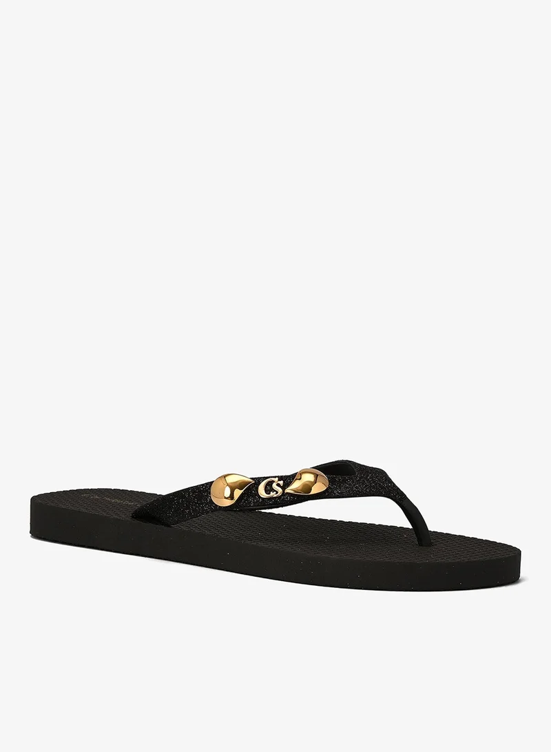 Carmen Steffens Black CS Shine Flip-Flop