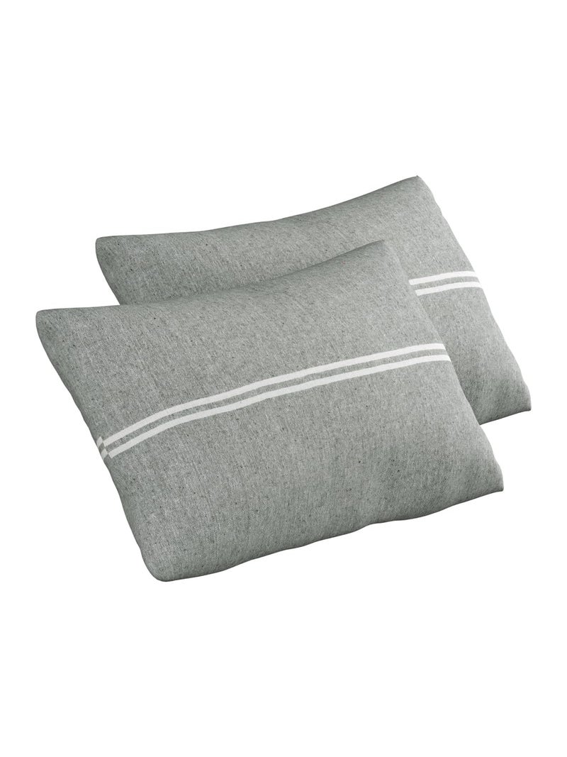 Värde 180 TC Pillow Cover Set of 2 | Pillow Cover Cotton 100% | Pillow Cover Set of 2 King Size | Wrinkle Free & Fade Resistance | Striped Pattern | Standard Size | All Season Use (Grey2) - Image 2
