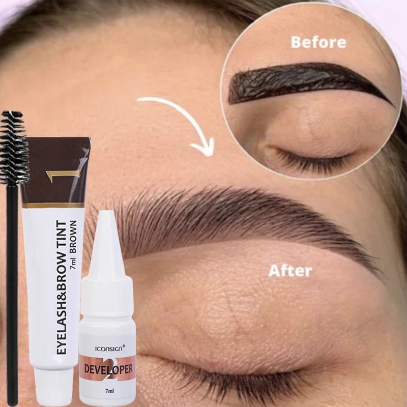 Semi Permanent Eyelash Eyebrow Dye Tint Kit 2 in 1 Waterproof Fast Dye Brow Enhance Long Lasting Black Brown Eyebrow Cosmetics - Image 3