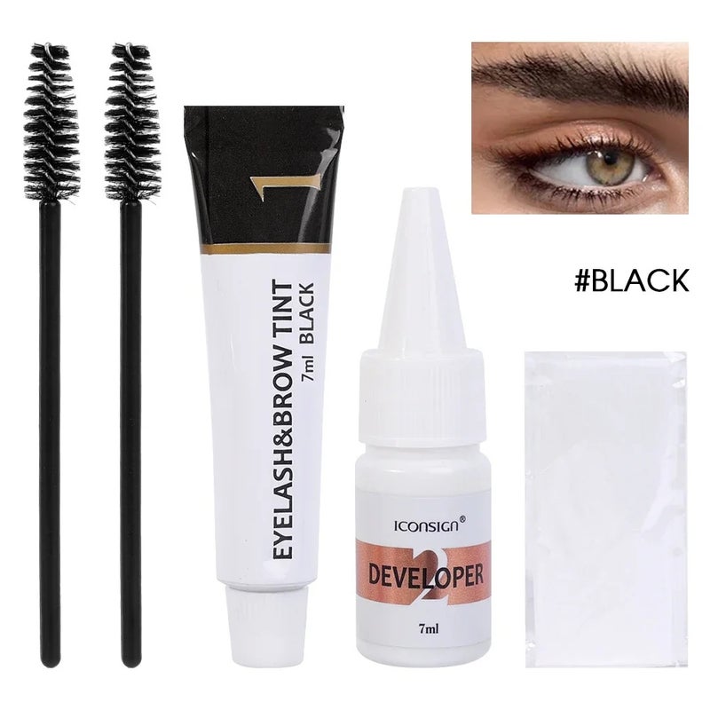 Semi Permanent Eyelash Eyebrow Dye Tint Kit 2 in 1 Waterproof Fast Dye Brow Enhance Long Lasting Black Brown Eyebrow Cosmetics - Image 1