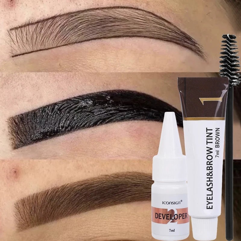 Semi Permanent Eyelash Eyebrow Dye Tint Kit 2 in 1 Waterproof Fast Dye Brow Enhance Long Lasting Black Brown Eyebrow Cosmetics - Image 4