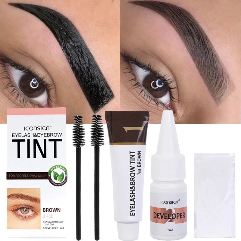 Semi Permanent Eyelash Eyebrow Dye Tint Kit 2 in 1 Waterproof Fast Dye Brow Enhance Long Lasting Black Brown Eyebrow Cosmetics - Image 2