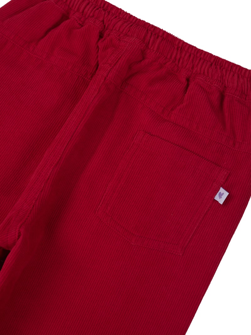 Pranava Corduroy Full Length Pants for Kids - Tango Red - Image 5