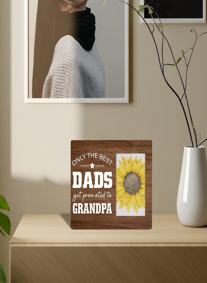 Zauly Grandpa Wooden Picture Frame Gift for New Papa, Best Dads Get Promoted to Grandpa Wood Photo Frame for Father's Day Baby Announcement Birthday Christmas, Tabletop and Wall Mounting, 4x6 Inch Photo - Image 4