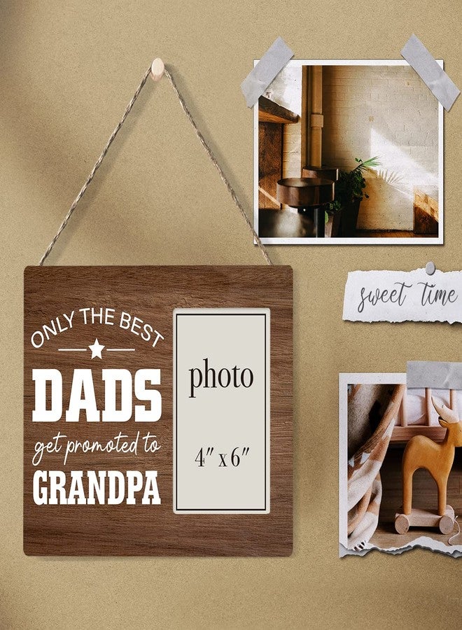 Zauly Grandpa Wooden Picture Frame Gift for New Papa, Best Dads Get Promoted to Grandpa Wood Photo Frame for Father's Day Baby Announcement Birthday Christmas, Tabletop and Wall Mounting, 4x6 Inch Photo - Image 5