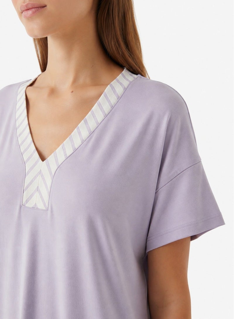 Penti Women Collagen Short Sleeve Lilac Night Dress - Image 3