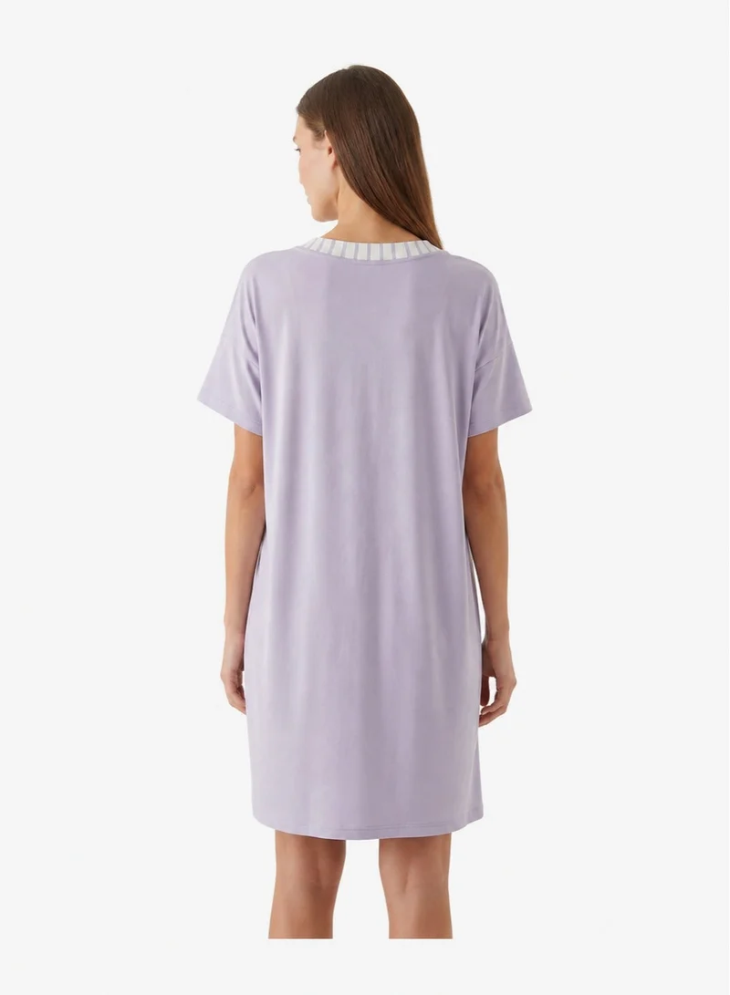 Penti Women Collagen Short Sleeve Lilac Night Dress