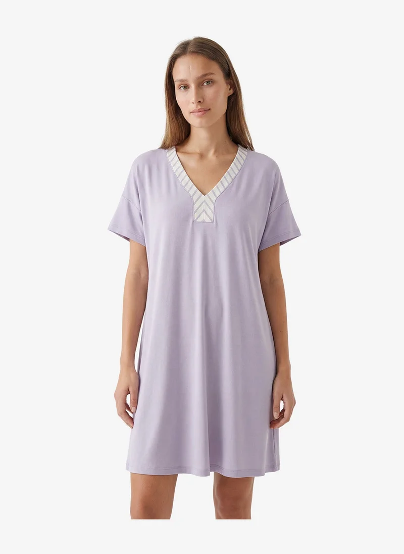 Penti Women Collagen Short Sleeve Lilac Night Dress