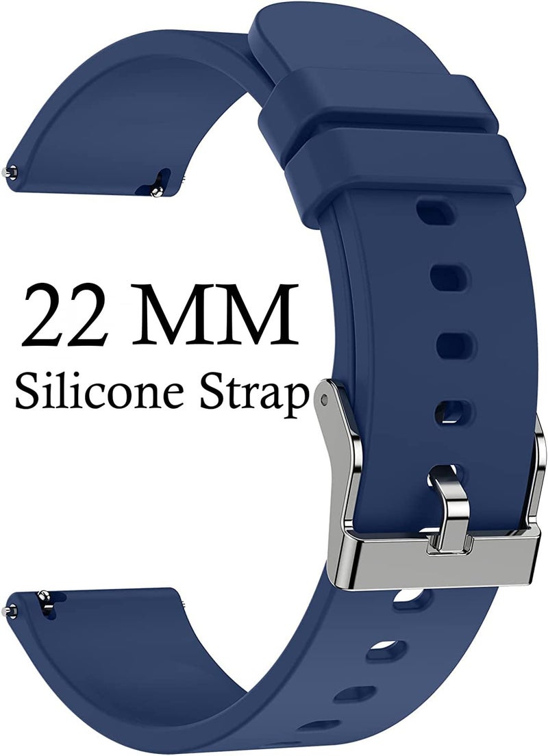 ADAMO 22mm Blue Silicone Watch Strap compatible for Phoenix Ultra/Phoenix/Pulse 2/Xtend Pro/Xtend Call and ALL 22mm wristwatch and smartwatches - Image 2