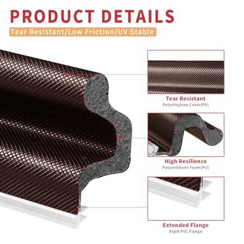 BISOTHAI 26 Feet Long Reach Door Weather Stripping Door Seal Strip, New Upgraded V-Shaped Replacement Kerf Weather Stripping for Door Frame Door Insulation, Easy Cut to Size(Brown) - Image 4