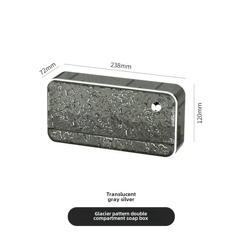 Household Soap Box Light Luxury Toilet Wall Hanging Wall with Lid Soap Box Bathroom Drain Box Soap Rack Soap Box(Large-Grey Silver) - Image 1