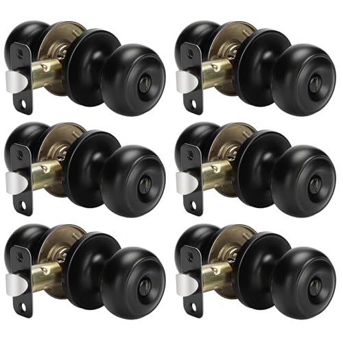 Haidms 6 Pack Matte Black Door Knobs Interior Privacy, Black Interior Door Knobs for Bedroom or Bathroom Classic Round Doorknobs Hardware - Image 1