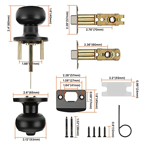 Haidms 6 Pack Matte Black Door Knobs Interior Privacy, Black Interior Door Knobs for Bedroom or Bathroom Classic Round Doorknobs Hardware - Image 5