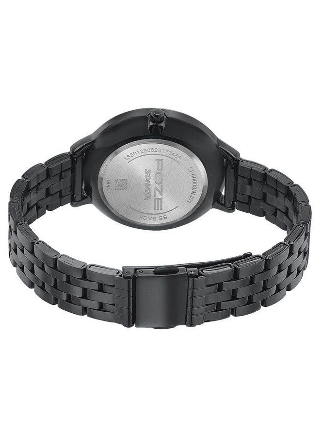 Sonata Poze Quartz Analog Black Dial Stainless Steel Strap Watch for Women-SP80008NM01 - Image 5